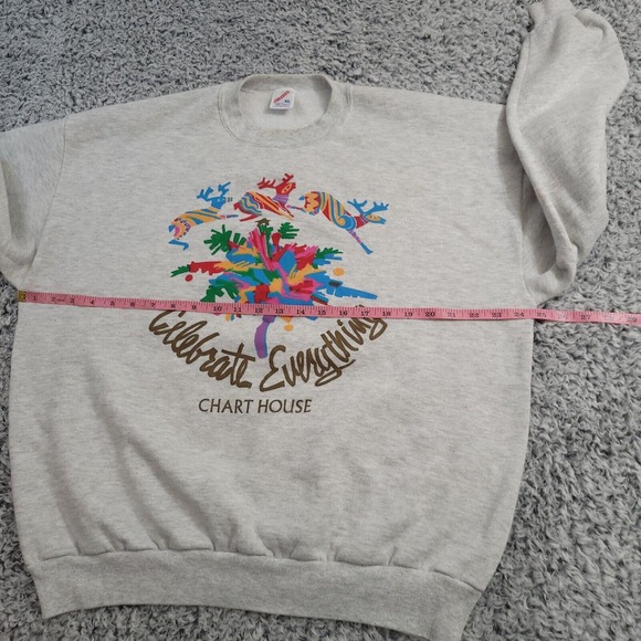 Vintage Jerzees Sweatshirt Adult Extra Large Gray Celebrate Everything Graphic - Picture 4 of 7